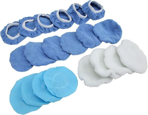 Car Polisher Pad Set, 20 Pieces 6 Inch Microfiber Buffing Bonnet for Cars and Motorcycles - Durable Soft Material, Reusable Polishing Pads for Waxing and Cleaning in Saudi Arabia