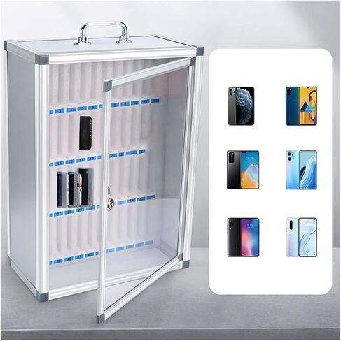 Phone Storage Cabinet 6-60 Slots Aluminum Alloy Wall Phone Box with Lock Pocket Chart Classroom Factory Cell Phone Holder (12) in Saudi Arabia