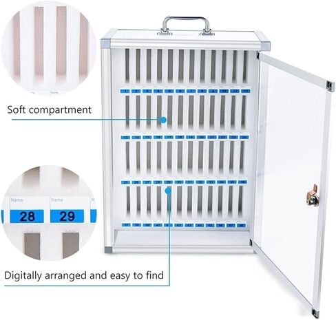 Phone Storage Cabinet 6-60 Slots Aluminum Alloy Wall Phone Box with Lock Pocket Chart Classroom Factory Cell Phone Holder (12) in Saudi Arabia