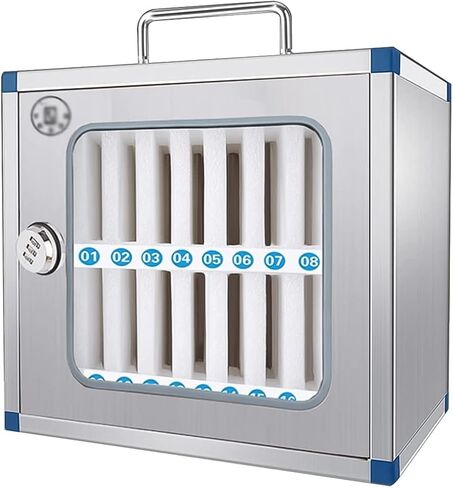 16 Slots Aluminum Alloy Pocket Chart Storage Cabinet for Cell Phones, Wall-Mounted with A Locked, Can Be Carried By Hand (Red-30X19.5X27Cm) in Saudi Arabia