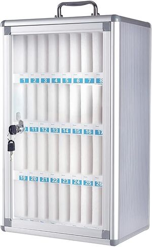 Aluminum Alloy 24 Slots Cell Phone Holder Case Cabinet, Wall Mounted Lockable Phone Storage Box Organizer with Handle & Eva Compartments for Classroom (Onecolor-60) in Saudi Arabia