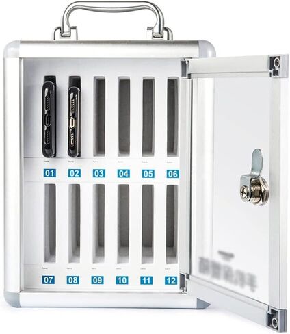 Aluminum Alloy Clear Cell Phones Storage Cabinet for Cell Phones, Wall-Mounted with A Locked, Can Be Carried By Hand (Silver-32) in Saudi Arabia