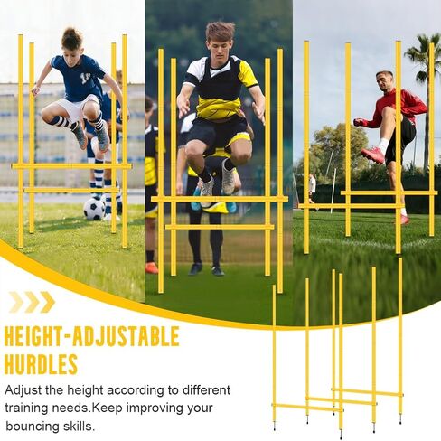 Agility Training Set: 3 Adjustable Speed Hurdles, 6 Agility Poles, 1 Agility Ladder, 12 Soccer Cones & Jump Rope, Multi-Function Soccer Training Equipment for Athletes, Amateurs, Youth in Saudi Arabia