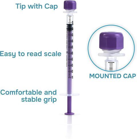 ONE-CARE Lab ENFit Syringe 1ml with Mounted Cap, Sterile, Low Dead Space, 30/bx Blister-Packed, Box of 30 Syringes, in Saudi Arabia