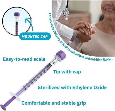 ONE-CARE Lab ENFit Syringe 1ml with Mounted Cap, Sterile, Low Dead Space, 30/bx Blister-Packed, Box of 30 Syringes, in Saudi Arabia