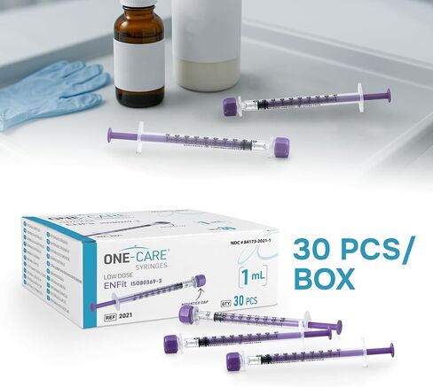 ONE-CARE Lab ENFit Syringe 1ml with Mounted Cap, Sterile, Low Dead Space, 30/bx Blister-Packed, Box of 30 Syringes, in Saudi Arabia