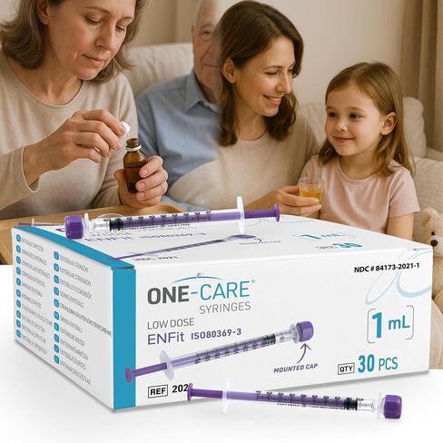 ONE-CARE Lab ENFit Syringe 1ml with Mounted Cap, Sterile, Low Dead Space, 30/bx Blister-Packed, Box of 30 Syringes, in Saudi Arabia