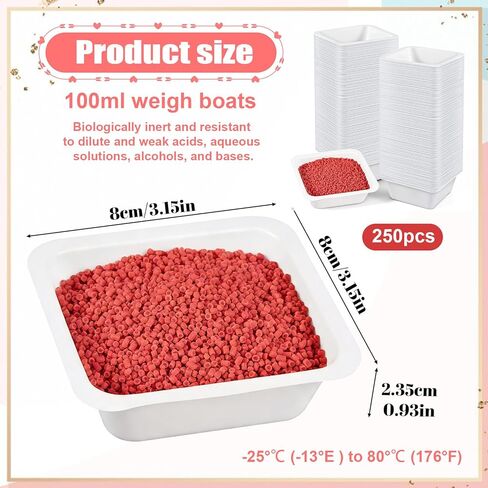 Weigh Boats Medium (100ml, 250Pack), Bulk Disposable Plastic Trays for Scale, Anti-Static White Square Tray Weighing Dishes for Polystyrene Lab Dish, Powder, Liquid, Epoxy, Food Sample Container in Saudi Arabia