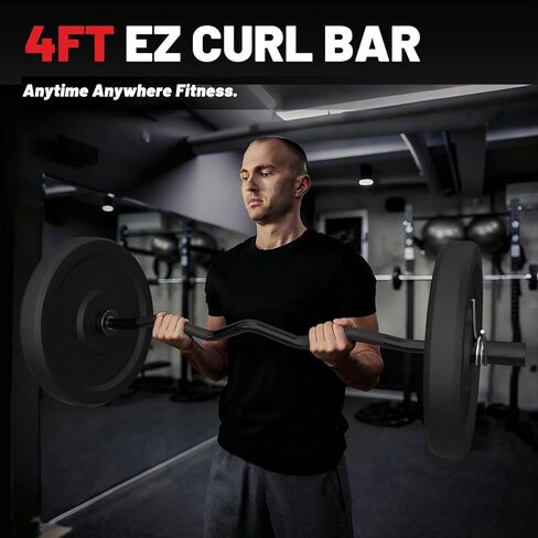 PAPABABE Curl Bar, 4ft/6.2ft Olympic EZ Barbell Bar for Weight Lifting, Curling Bar with Volcano Knurled Grip, 2 Inch Weight Bar with Multi-Angle Wrist-Friendly Design, Comfortable Grip for Bench Press Curls Deadlifts Home Gym Beginner in Saudi Arabia