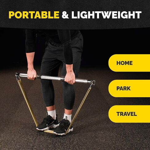 Tribe Lifting Resistance Band Bar - Heavy Duty Steel Bar for Resistance Bands - Resistance Bands Bar 3-Section Adjustable 39 to 27 Inch - Ball Bearing Swivel - Portable Home Gym Workout in Kuwait