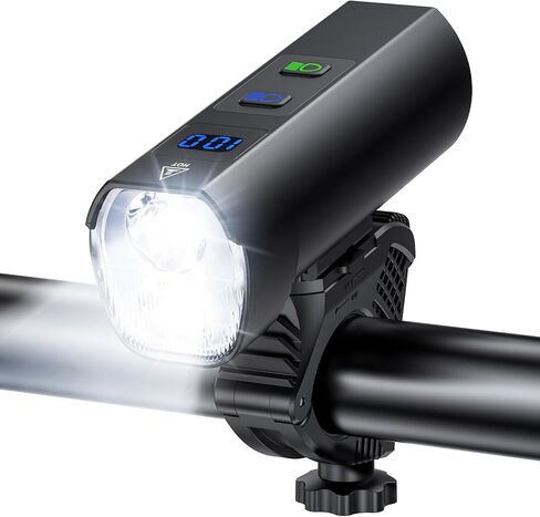 مصباح دراجة LED فائق السطوع للركوب الليلي، مصباح أمامي للدراجة من سبائك الألومنيوم قابل لإعادة الشحن عبر USB، 5+5+3 أوضاع، شحن عكسي 5000 مللي أمبير من النوع C، مصابيح أمامية للدراجة مقاومة للماء، دعامة قابلة للدوران 360 درجة in Kuwait