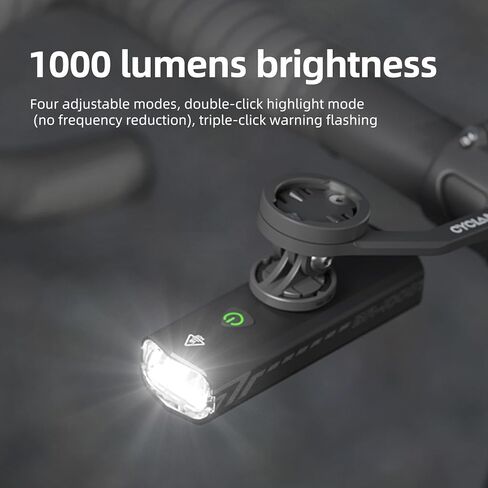 Bike Lights for Night Riding Compatible with Garmin/GoPro Mount 1000 Lumen Bright Bike Headlight Rechargeable Waterproof Aluminum Alloy Anti-Dazzling Bike Front Light for Commuter Cyclists in Kuwait