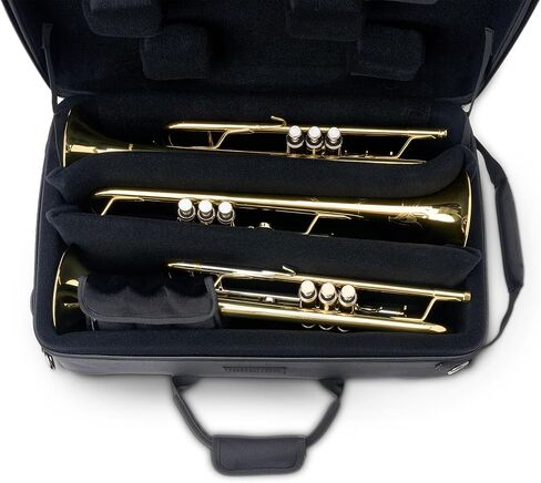 حقيبة Protec Triple Trumpet Travel Ready PRO PAC مع أحزمة ظهر Tuckaway، أسود، موديل PB327 in Saudi Arabia