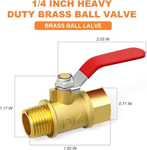 GASHER 1PCS 1/2 Inch Brass Mini Ball Valve, Shut Off Valve, 1/2 Inch Male x Female NPT Thread Pipe Fitting in Saudi Arabia