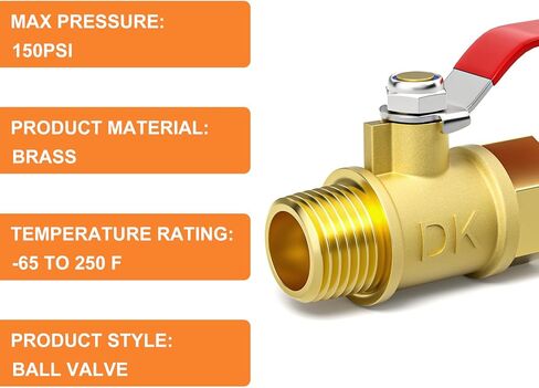 GASHER 1PCS 1/2 Inch Brass Mini Ball Valve, Shut Off Valve, 1/2 Inch Male x Female NPT Thread Pipe Fitting in Saudi Arabia