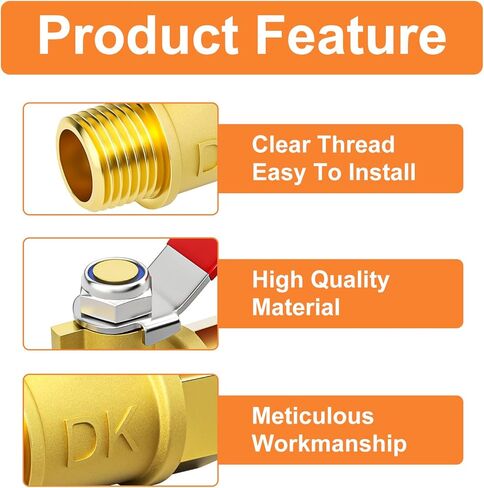 GASHER 1PCS 1/2 Inch Brass Mini Ball Valve, Shut Off Valve, 1/2 Inch Male x Female NPT Thread Pipe Fitting in Saudi Arabia