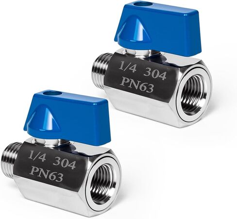 2 حزمة 1/8 "صمام كروي صغير، 304 صمام الفولاذ المقاوم للصدأ NPT أنثى × ذكر صمامات إغلاق الموضوع لمساحة صغيرة مدمجة (2، 1/8 بوصة) in Kuwait