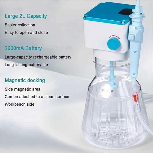 2L Waste Liquid Recycler, Liquid Recycler Vacuum Aspirator, Speed Adjustable, with 3 Pcs Long/Short/8 Rows Aspiration Head in Saudi Arabia