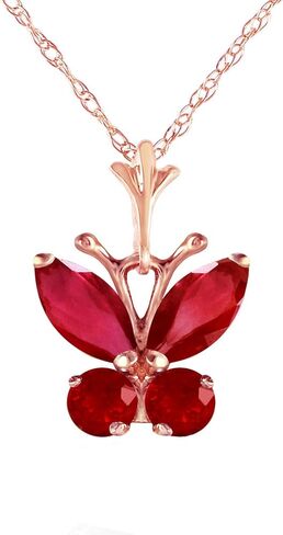 Galaxy Gold 14k 22" Solid Yellow Gold Butterfly Necklace Brilliant Ruby (22) in Kuwait