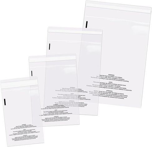 Spartan Industrial - حزمة أكياس بولي حزمة كومبو من 400-6X9، 8X10، 9X12، 11X14 أكياس بلاستيكية شفافة ذاتية الغلق مع تحذير من الاختناق in Kuwait