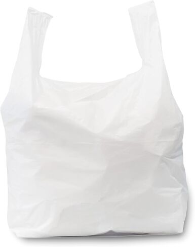 100 Pack - Jumbo (LARGE) T-Shirt Shopping/Trash Bags - 17" x 8" x 29" - 18 Microns Thick in Kuwait