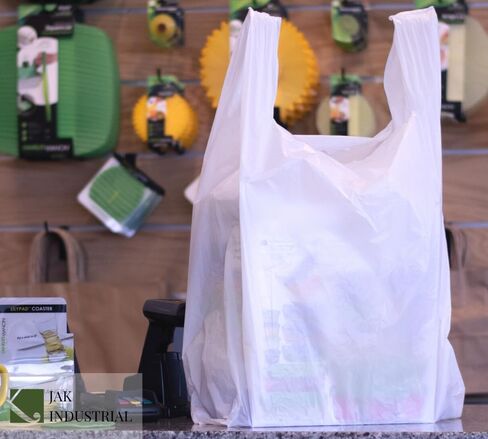 100 Pack - Jumbo (LARGE) T-Shirt Shopping/Trash Bags - 17" x 8" x 29" - 18 Microns Thick in Saudi Arabia