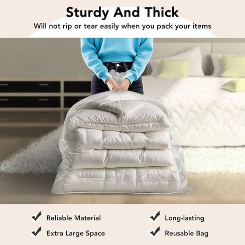 40 x 58 Inches 2 Mil Clear Plastic Storage Bags, Extra Large Flat Plastic Bag, Ideal for Moving,Storage, Packing Suitcases Luggage, Strollers, Pillows, Bikes, Chairs (5 packs） in Saudi Arabia
