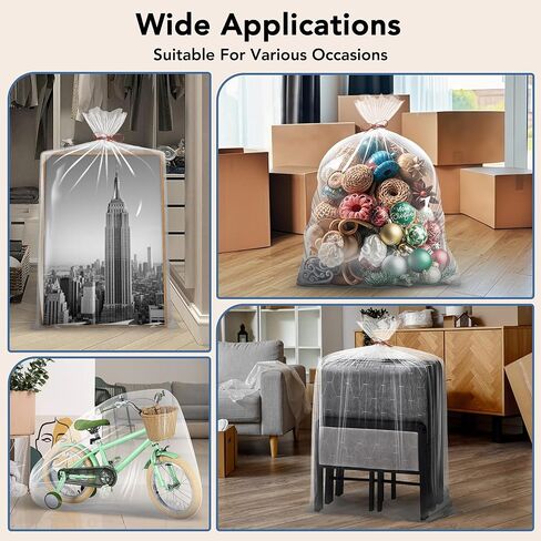 40 x 58 Inches 2 Mil Clear Plastic Storage Bags, Extra Large Flat Plastic Bag, Ideal for Moving,Storage, Packing Suitcases Luggage, Strollers, Pillows, Bikes, Chairs (5 packs） in Saudi Arabia