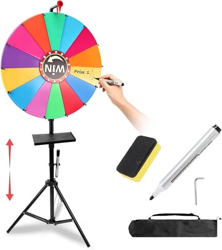 24 Inch Spinning Wheel for Prizes,Adjustable Height Prize Wheel of Fortune Game with Marker & Eraser，14 Colors Prize Wheel Spinner with Stand for Trade Shows,Party,Carnivals & Home Games in Saudi Arabia