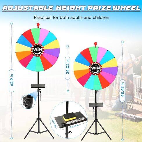 24 Inch Spinning Wheel for Prizes,Adjustable Height Prize Wheel of Fortune Game with Marker & Eraser，14 Colors Prize Wheel Spinner with Stand for Trade Shows,Party,Carnivals & Home Games in Saudi Arabia