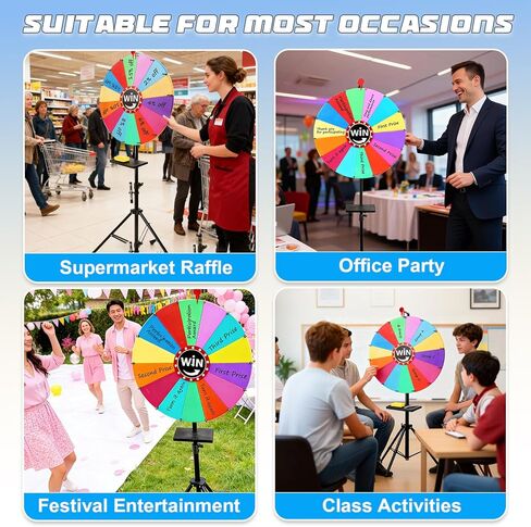 24 Inch Spinning Wheel for Prizes,Adjustable Height Prize Wheel of Fortune Game with Marker & Eraser，14 Colors Prize Wheel Spinner with Stand for Trade Shows,Party,Carnivals & Home Games in Saudi Arabia