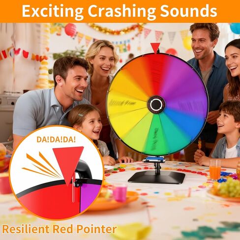 24 Inch Prize Wheel, Tabletop Spinning Wheel for Prizes, Prize Wheel Spinner with Stand & 12 Slots & Dry Erase & Eraser for Party, Carnival, Trade Show, Spinning Game in Kuwait