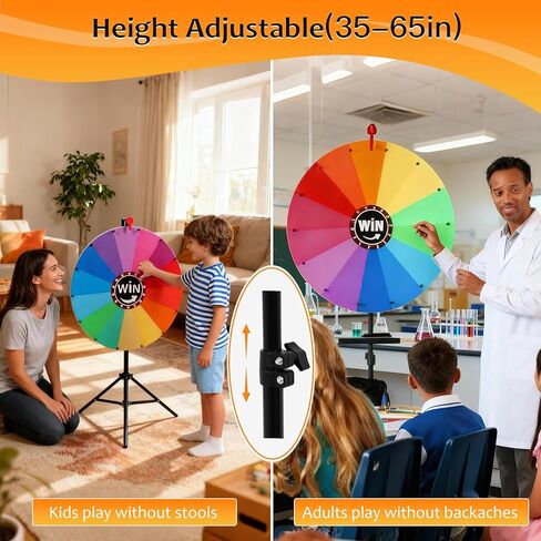 Adjustable Height 35"-65" Prize Wheel, 24" Heavy Duty Spinning Prize Wheel, 14 Colors Slots with Erase & Marker Pen for Customization, Reusable Wheel Spinner for Carnival Prizes, Ruleta De Premios in Saudi Arabia
