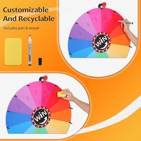 Adjustable Height 35"-65" Prize Wheel, 24" Heavy Duty Spinning Prize Wheel, 14 Colors Slots with Erase & Marker Pen for Customization, Reusable Wheel Spinner for Carnival Prizes, Ruleta De Premios in Saudi Arabia