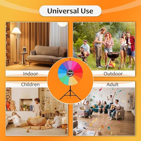 Adjustable Height 35"-65" Prize Wheel, 24" Heavy Duty Spinning Prize Wheel, 14 Colors Slots with Erase & Marker Pen for Customization, Reusable Wheel Spinner for Carnival Prizes, Ruleta De Premios in Saudi Arabia