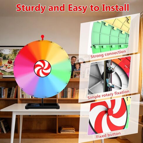 عجلة جائزة دوارة على سطح الطاولة مقاس 24 بوصة، لعبة Spin Doodle Game Spinner، عجلة دوارة ذات 14 لونًا مع حامل، لعبة عجلة الحظ، مناسبة للعروض التجارية، الكرنفالات، ألعاب الحفلات (24 بوصة) in Kuwait