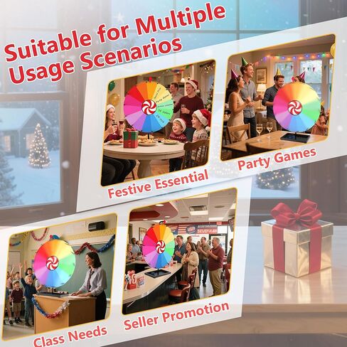 عجلة جائزة دوارة على سطح الطاولة مقاس 24 بوصة، لعبة Spin Doodle Game Spinner، عجلة دوارة ذات 14 لونًا مع حامل، لعبة عجلة الحظ، مناسبة للعروض التجارية، الكرنفالات، ألعاب الحفلات (24 بوصة) in Kuwait
