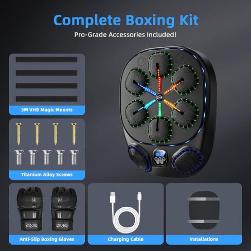 Music Boxing Machine with LED Lights & Bluetooth Speaker – Interactive Punching Bag for Fitness, Rhythm Training & Stress Relief – Home Gym Equipment for Adults in Saudi Arabia