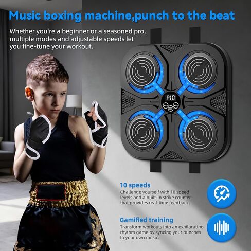 SoftGym Music Boxing Machine,Interactive Punching Trainer with LED Lights,Large Wall Mounted Boxing Target with Gloves for Home Gym,Cardio Workout Equipment for Adults and Kids in Saudi Arabia