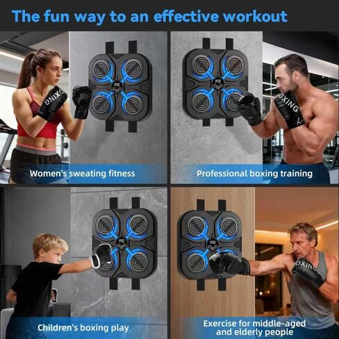 SoftGym Music Boxing Machine,Interactive Punching Trainer with LED Lights,Large Wall Mounted Boxing Target with Gloves for Home Gym,Cardio Workout Equipment for Adults and Kids in Saudi Arabia