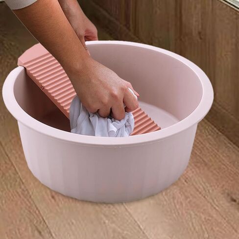 Washboard Basin for Hand Washing Clothes Washing Supplies Compact Lightweight Washing Clothes Laundry Basin for Shirt Outdoor, Pink in Saudi Arabia