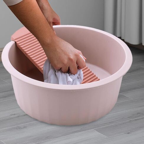 Washboard Basin for Hand Washing Clothes Washing Supplies Compact Lightweight Washing Clothes Laundry Basin for Shirt Outdoor, Pink in Saudi Arabia