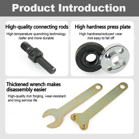 Electric Drill Angle Grinder Connecting Rod Set, Angle Grinder Tool Drill Arbor Mandrel Adaptor with Replacement Grinders Flange Nuts, Flange Nuts and Spanner Wrench for 10 to 13 mm (2 Set) in Saudi Arabia