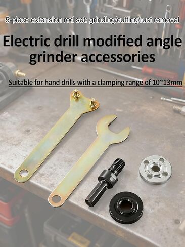Electric Drill Angle Grinder Connecting Rod Set, Angle Grinder Tool Drill Arbor Mandrel Adaptor with Replacement Grinders Flange Nuts, Flange Nuts and Spanner Wrench for 10 to 13 mm (2 Set) in Saudi Arabia