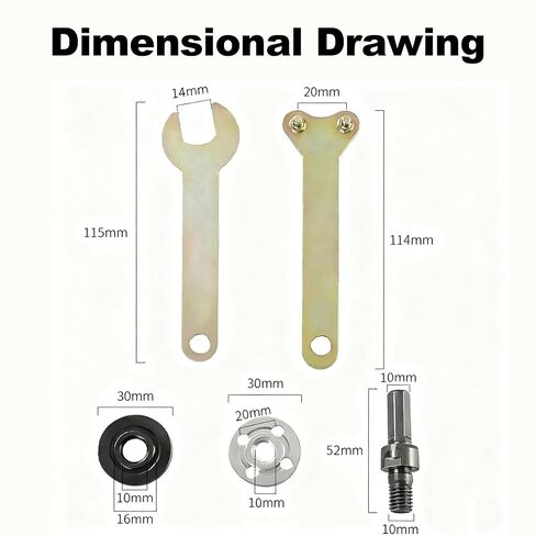 Electric Drill Angle Grinder Connecting Rod Set, Angle Grinder Tool Drill Arbor Mandrel Adaptor with Replacement Grinders Flange Nuts, Flange Nuts and Spanner Wrench for 10 to 13 mm (2 Set) in Saudi Arabia