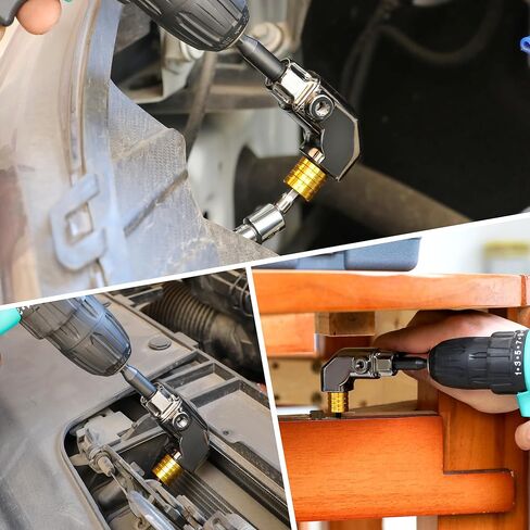 4 قطع من مجموعة محولات المثقاب ذات الزاوية اليمنى - ملحق زاوية 105 درجة مع محولات مقبس قابلة للدوران 1/4 بوصة، 3/8 بوصة، 1/2 بوصة وامتداد للمساحات الضيقة، والمثاقب اللاسلكية، ومحركات الصدمات والمشروعات التي يمكنك صنعها بنفسك in Kuwait