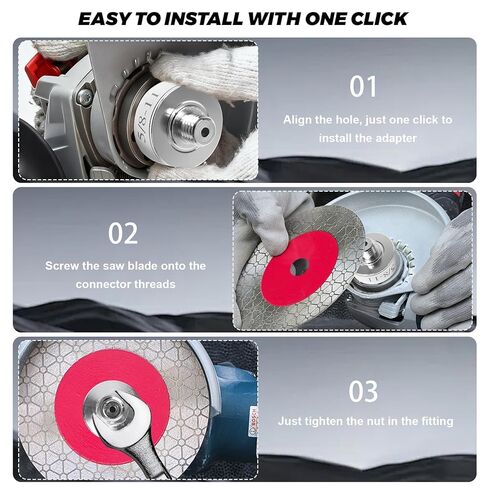 طقم محول خيط XLOCK إلى 5/8 بوصة - 11 - مطحنة زاوية من الفولاذ المقاوم للصدأ تحويل سريع التغيير لشفرات المنشار/الأقراص البولندية/اللقم الأساسية الماسية، تتضمن صامولة قفل الحافة، أداة تحويل XLOCK in Kuwait