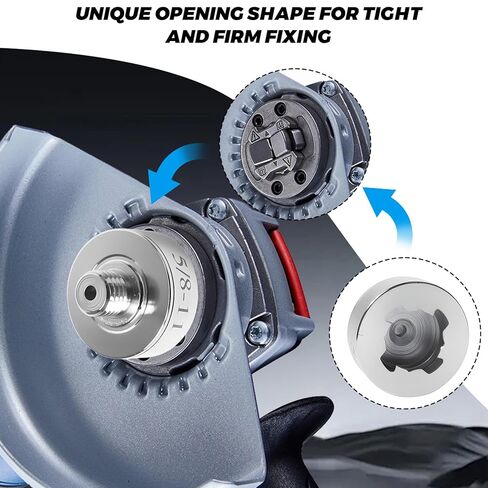 طقم محول خيط XLOCK إلى 5/8 بوصة - 11 - مطحنة زاوية من الفولاذ المقاوم للصدأ تحويل سريع التغيير لشفرات المنشار/الأقراص البولندية/اللقم الأساسية الماسية، تتضمن صامولة قفل الحافة، أداة تحويل XLOCK in Kuwait