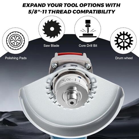 طقم محول خيط XLOCK إلى 5/8 بوصة - 11 - مطحنة زاوية من الفولاذ المقاوم للصدأ تحويل سريع التغيير لشفرات المنشار/الأقراص البولندية/اللقم الأساسية الماسية، تتضمن صامولة قفل الحافة، أداة تحويل XLOCK in Kuwait