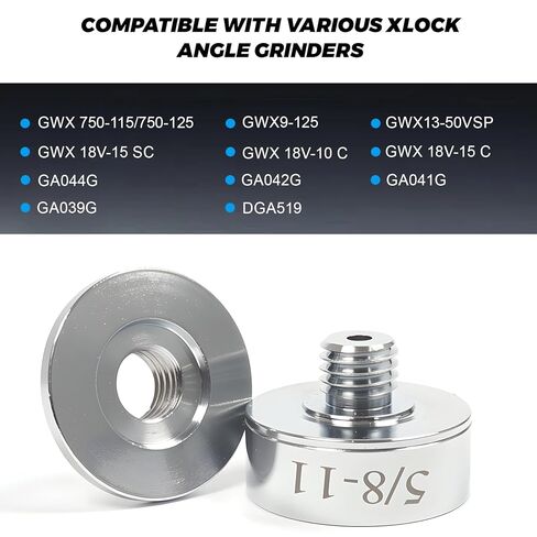 طقم محول خيط XLOCK إلى 5/8 بوصة - 11 - مطحنة زاوية من الفولاذ المقاوم للصدأ تحويل سريع التغيير لشفرات المنشار/الأقراص البولندية/اللقم الأساسية الماسية، تتضمن صامولة قفل الحافة، أداة تحويل XLOCK in Kuwait